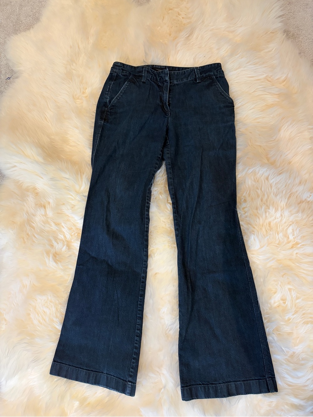 Vintage Y2K Ann Taylor Curvy Flare Trouser Jeans Size 4 Dark Blue